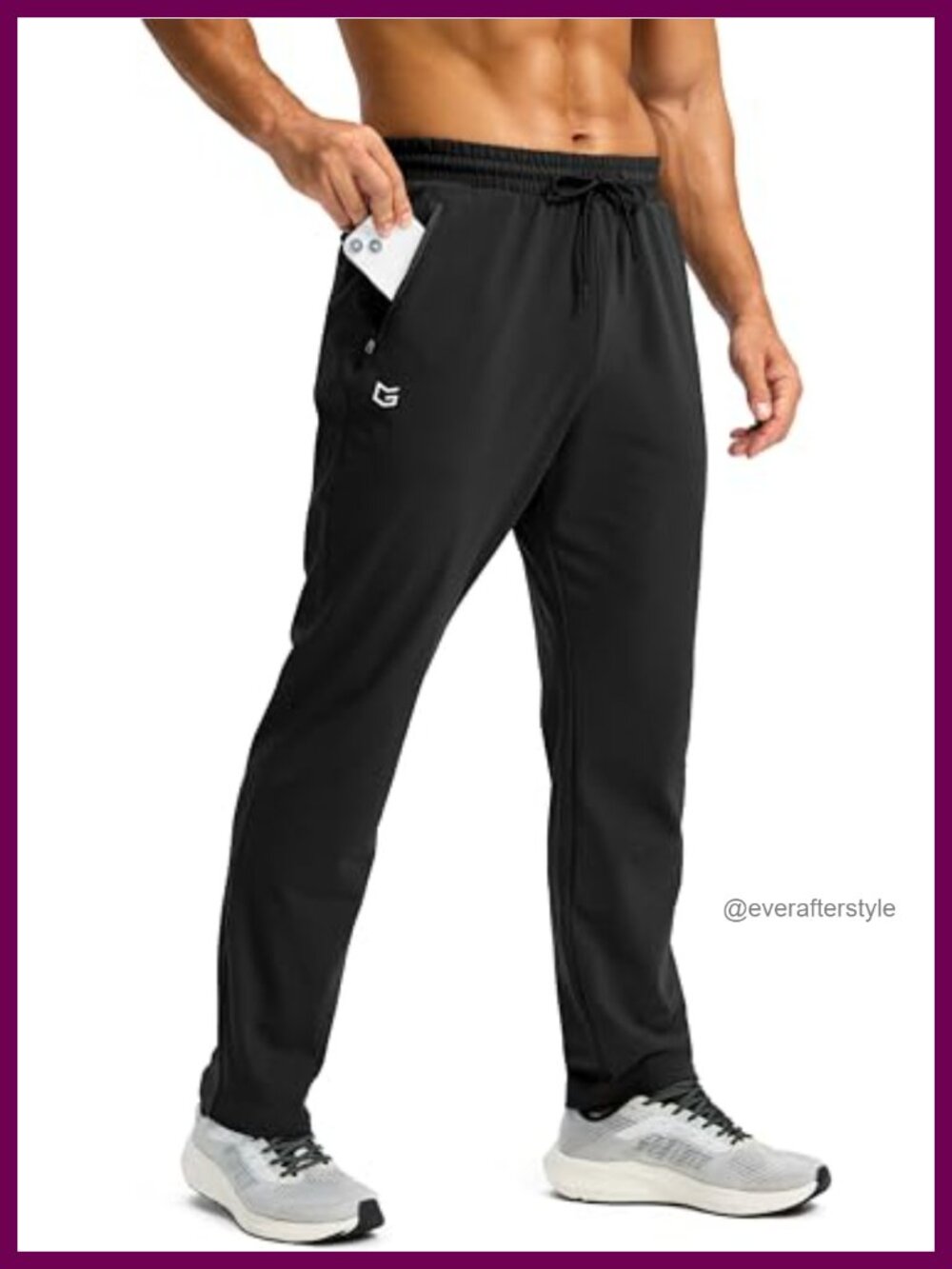 Fleece Lined Winter Sweatpants with 3 Zipper Pockets Water Resistant Tapered